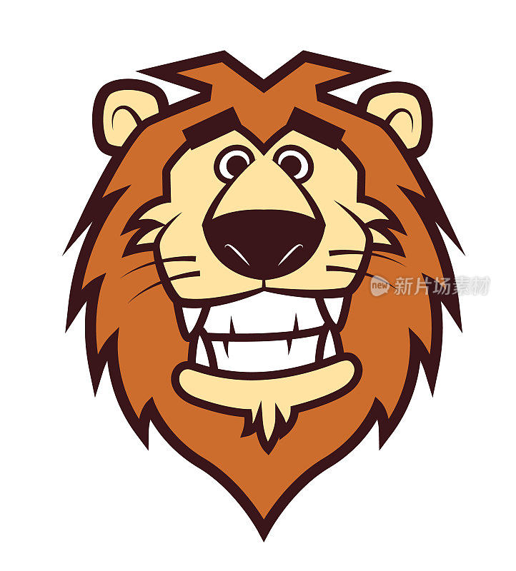 可爱的狮子头吉祥物为运动或动物园/动物医院吉祥物-向量